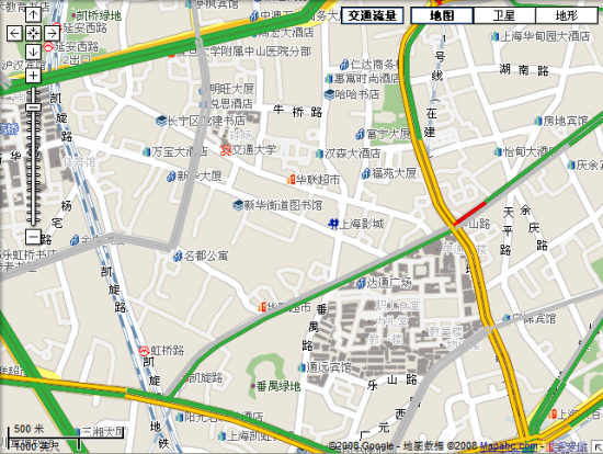 Фрагмент карты Шанхая с трафиком